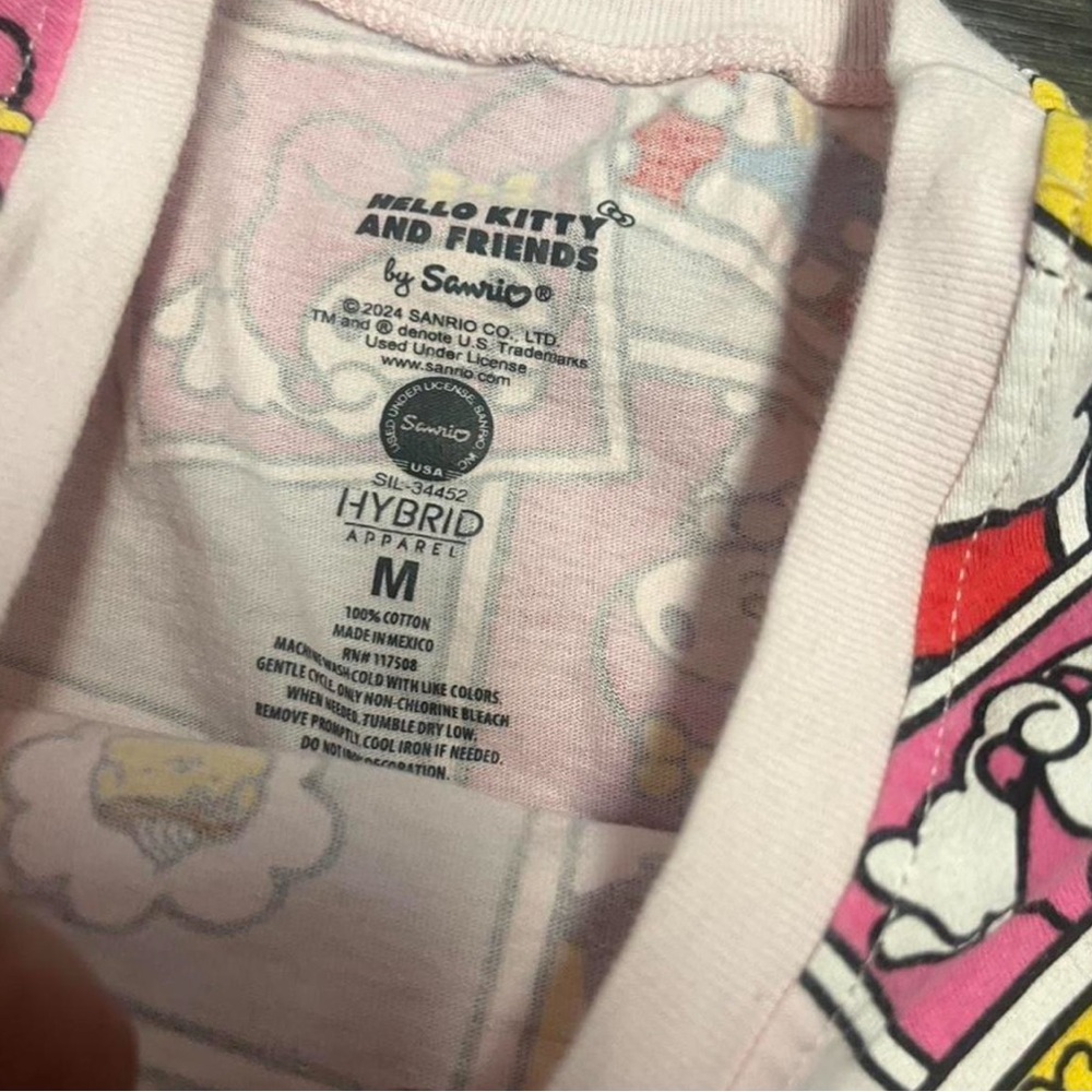 Sanrio Multi-Character Hello Kitty Pink Graphic Short Sleeve Tee - Picture 3 of 3